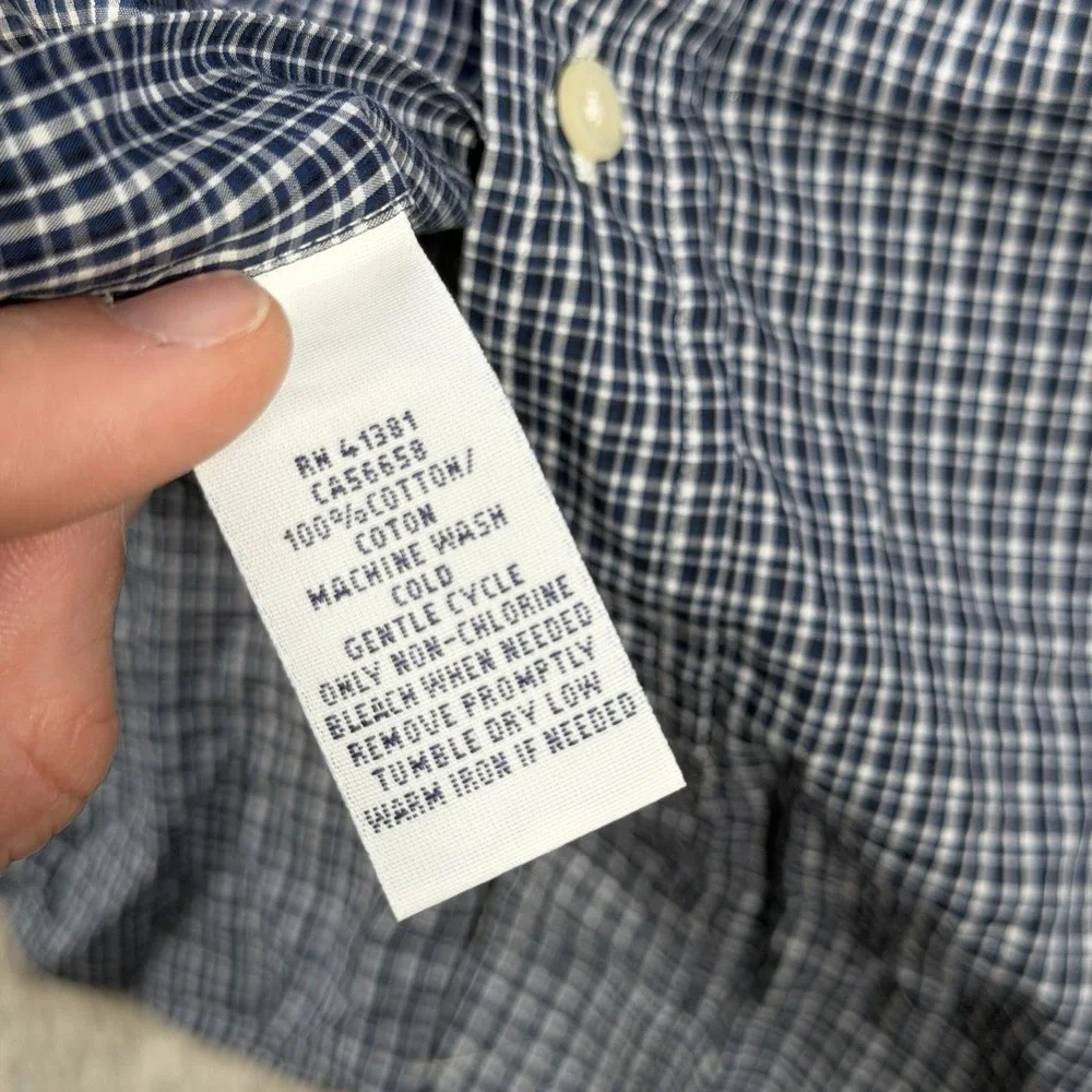 Polo Ralph Lauren Shirt Men 2XL Blue Plaid Slim Fit Long Sleeve Button Up Cotton